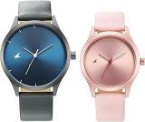 Fastrack Mixmatched Couple Leather Analog Watches With Blue And Pink Dial 6803168033AL02P