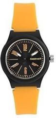 Fastrack Quartz Analog Black Dial Yellow Silicone Band Strap Watch for Unisex NS38037PP02