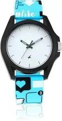 Fastrack Silicone Analog White Dial Unisex Adult Watch 68011Pp03, Band Color Blue