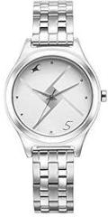 Fastrack Silver Dial Analog Metal Watch for Women 6152Sm08