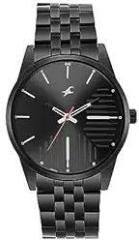 Fastrack Stainless Steel Analog Black Dial Men Casual Watch, Bandcolor Black