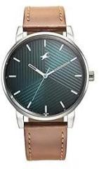 Fastrack Stunners Analog Mens Green Dial Leather Strap Watch for Guys 3278SL03