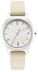 Fastrack Stunners Quartz Analog White Dial Leather Strap Watch for Girls NS6152SL06