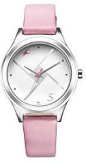 Fastrack Stunners Silver Dial Leather Strap Analog Watch for Girls NS6152SL08