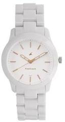 Fastrack Trendies Quartz Analog White Dial Plastic Strap Watch for Girls NS68006PP02