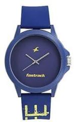 Fastrack Unisex Plastic Tees Analog Blue Dial Watch 38024Pp22, Band Color Blue