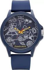 Fastrack Unisex Silicone Analog Blue Dial Watch 38024Pp46, Band Color Blue