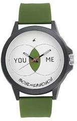 Fastrack Unisex Silicone Analog White Dial Watch 38024Pp29, Band Color Green