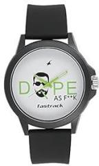 Fastrack Unisex Silicone Analog White Dial Watch 38024Pp34, Band Color Black