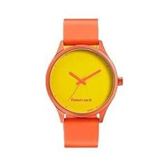 Fastrack Unisex Silicone Analog Yellow Dial Watch 68031Ap09, Band Color Orange