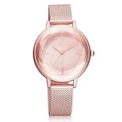 Fastrack Vyb Aurora Quartz Analog Rose Gold Dial Stainless Steel Strap Watch for Women FV60010WM01W