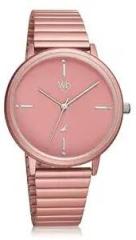 Fastrack Vyb Bliss Quartz Analog Pink Dial Stainless Steel Strap Watch for Women FV60021KM04W