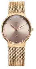 Fastrack Vyb Bliss Quartz Analog Rose Gold Dial Rose Gold Mesh Strap Watch for Women FV60046QM03W