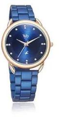 Fastrack Vyb Charmer Quartz Analog Blue Dial Stainless Steel Strap Watch for Girls FV60007KM01W