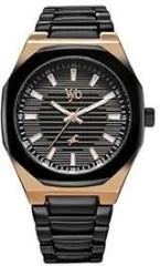 Fastrack Vyb Limitless Quartz Analog Black Dial Black Genuine Leather Strap Watch for Men FV30012KM01W