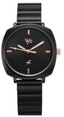 Fastrack Vyb Minimalist Quartz Analog Black Dial Black Alloy Strap Watch for Women FV60054KM01W