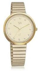 Fastrack Vyb Mirage Quartz Analog Golden Dial Stainless Steel Strap Watch for Girls FV60003YM01W