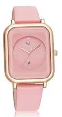 Fastrack Vyb Muse Quartz Analog Pink Dial Leather Strap Watch for Girls FV60022WL03W