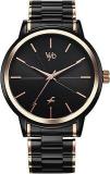 Fastrack Vyb Phantom Quartz Analog Black Dial Rose Gold + Black Sheet Metal Strap Watch For Men FV30005KM01W