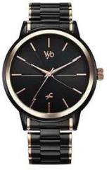 Fastrack Vyb Phantom Quartz Analog Black Dial Rose Gold + Black Sheet Metal Strap Watch for Men FV30005KM01W