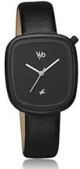 Fastrack Vyb Quartz Analog Black Dial Leather Strap Watch for Women FV60018NL01W