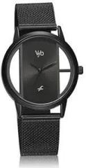 Fastrack Vyb Quartz Analog Black Dial Stainless Steel Strap Watch for Women FV60019NM01W