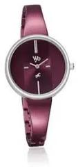 Fastrack Vyb Quartz Analog Burgandy Dial Stainless Steel Strap Watch for Women FV60004KM01W