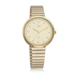 Fastrack Vyb Quartz Analog Gold Dial Stainless Steel Strap Watch for Women FV60003YM01W