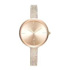 Fastrack Vyb Quartz Analog Rose Gold Dial Stainless Steel Strap Watch for Women FV60009WM01W