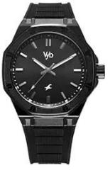 Fastrack Vyb Rebel Quartz Analog Black Dial Black Silicon Strap Watch for Men FV30008NP01W