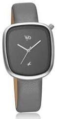 Fastrack Vyb Striker Quartz Analog Grey Dial Leather Strap Watch for Women FV60018SL01W