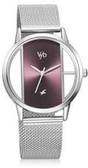 Fastrack Vyb Striker Quartz Analog Purple Dial Stainless Steel Strap Watch for Women FV60019SM01W