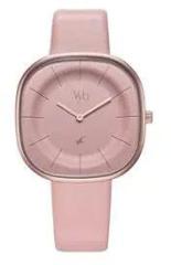 Fastrack Vyb Successor Quartz Analog Pink Dial Leather Strap Watch for Girls FV60038WL01W