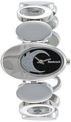 Fastrack Women Brass Black Dial Analog Watch Nr6024Sm01, Band Color Silver