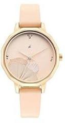 Fastrack Women Leather Analog Rose Gold Dial Watch 6259Wl01, Band Color Pink