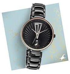 Fastrack Women Stainless Steel Black Dial Analog Watch Nr6216Nm01, Band Color Black