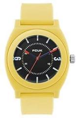 FCUK Silicone Analog Black Dial Unisex'S Watch Fk00015C, Band_Yellow