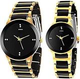 Xforia Casual Analogue Golden Men And Women Watch Combo Pack Of 2