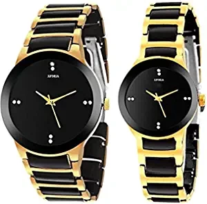 Xforia Casual Analogue Golden Men and Women Watch Combo Pack of 2