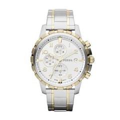 Fossil Analog White Dial Men's Watch FS4795 Stainless Steel, Multicolor Strap