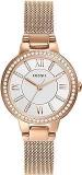 Fossil Analog White Dial Women's Watch ES5111 Stainless Steel, Rose Gold Strap