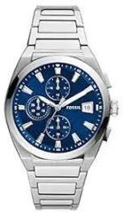 Fossil Everett Analog Blue Dial Men's Watch FS5795, Silver