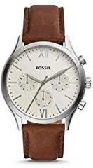 Fossil Fenmore Analogue Men's Watch Off White Dial Brown Colored Strap