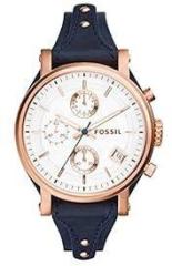 Fossil Leather Original Boyfriend Analog Silver Dial Women's Watch Es3838