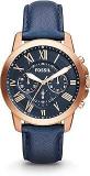 Fossil Men Leather Analog Blue Dial Watch Fs4835Ie, Band Color Blue