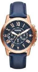 Fossil Men Leather Analog Blue Dial Watch Fs4835Ie, Band Color Blue