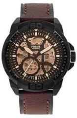 Fossil Men Leather Bronson Analog Black Dial Watch Me3219, Band Color Brown