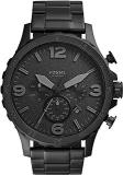 Fossil Nate Chronograph Analog Black Dial Grey Band Men's Stainless Steel Watch JR1401