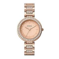 Fossil Stainless Steel Women Karli Rose Gold Dial Analog Watch Bq3181, Rose Gold Band