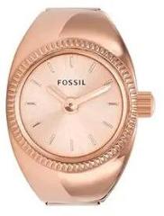 Fossil Unisex Analogue Watch Ring Rose Gold Plated Es5247